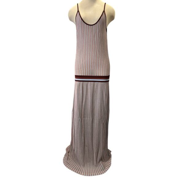 Tory Burch Knit Tank Dress Pre Fall 2016 Sz L Blue White Brown Orange Boho Retro - Picture 6 of 14